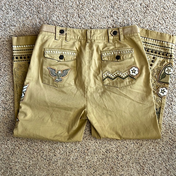 Spell & The Gypsy NWOT Boho Tan Embroidered Cropped Pants **Size S** 🌸🌸 - Picture 4 of 10